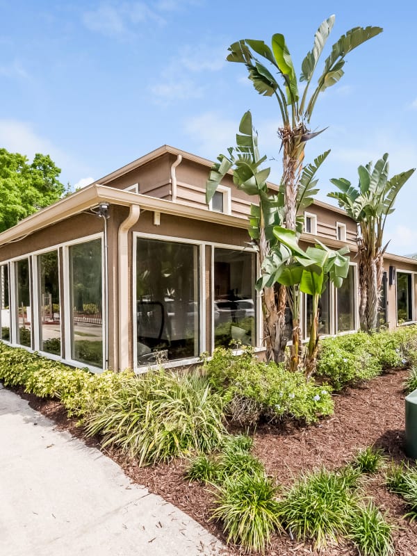 Exterior of the clubhouse at Tuscany Pointe at Tampa Apartment Homes in Tampa, Florida