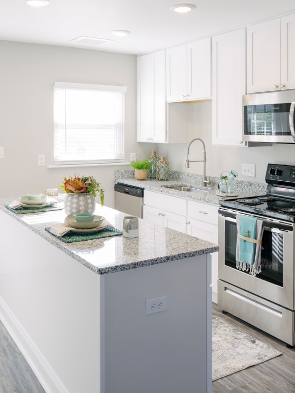 A kitchen in a model home at The Grove at Ardsley Park in Savannah, Georgia
