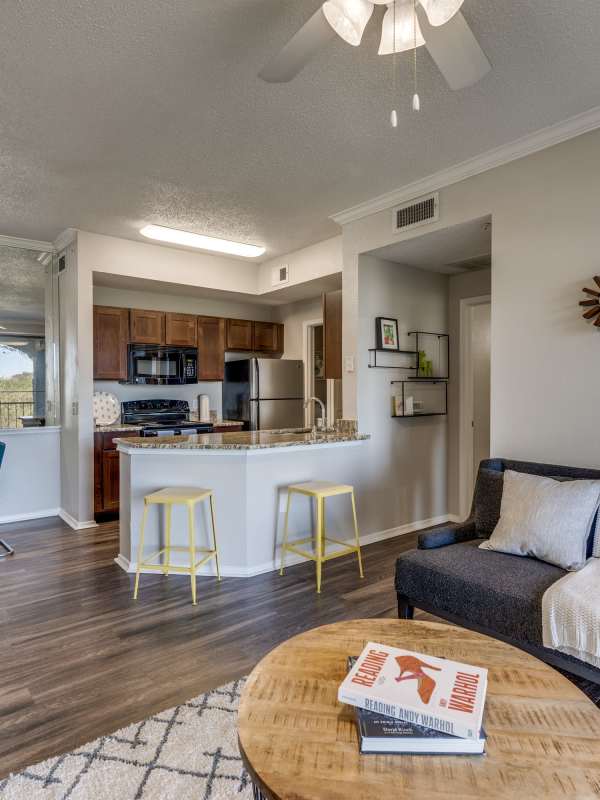 Tall ceilings in an apartment at Cliffs at Barton Creek in Austin, Texas