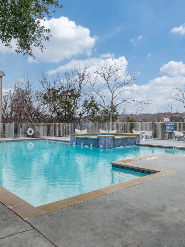 Sparkling swimming pool at Canyon Ridge in Austin, Texas
