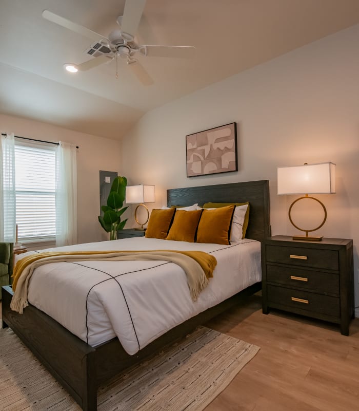 Model bedroom with natural light at Chisholm Pointe in Oklahoma City, Oklahoma