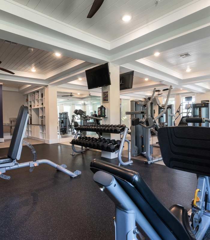Resident working out in the gym at Novus Westshore in Tampa, Florida
