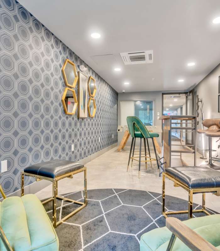 Beautiful resident lounge at Latitude at South Portland in Portland, Maine