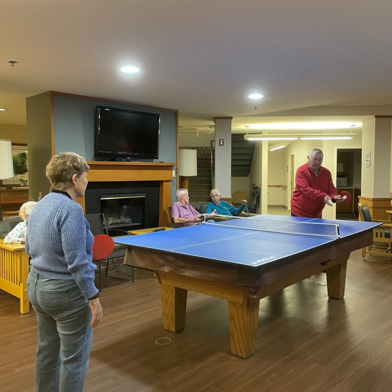 Residents playing ping-pong at The Florence Presbyterian Community in Florence, South Carolina