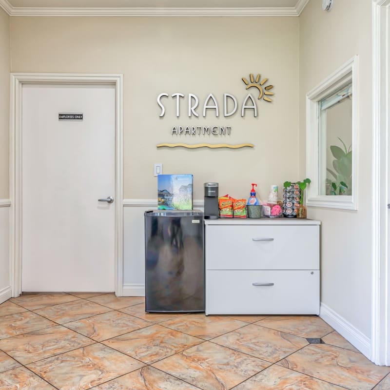 Leasing office at Strada Apartments in Orange, California