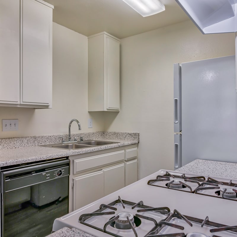 Apartment kitchen at The Palms Apartments in Rowland Heights, California