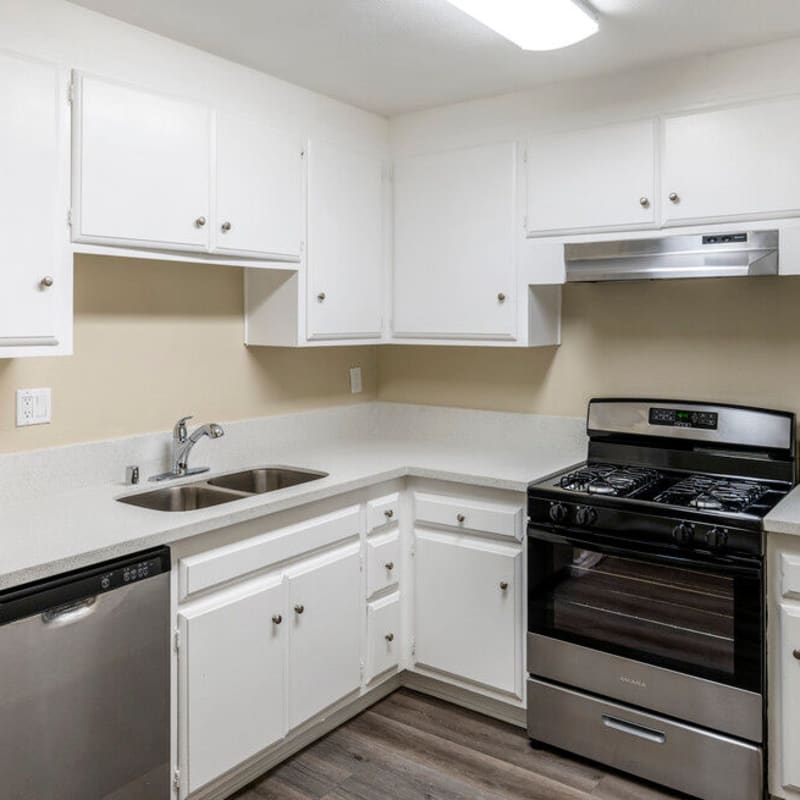 Apartment kitchen at North Pointe Villas in La Habra, California