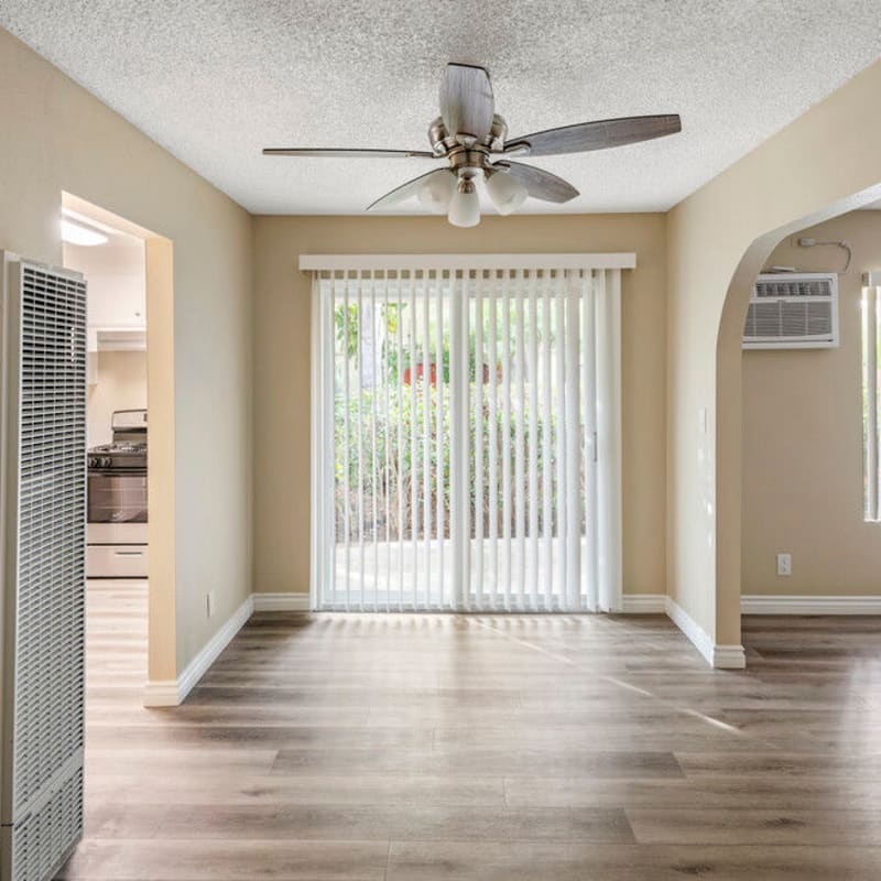 Sliding glass door at North Pointe Villas in La Habra, California