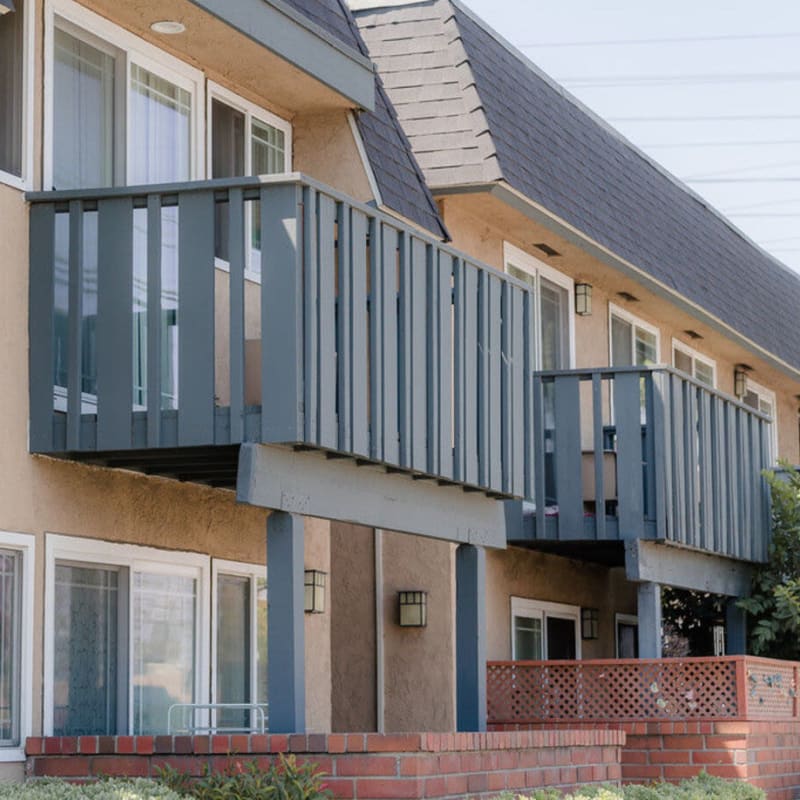 Balcony homes at Casa La Palma Apartment Homes in La Palma, California