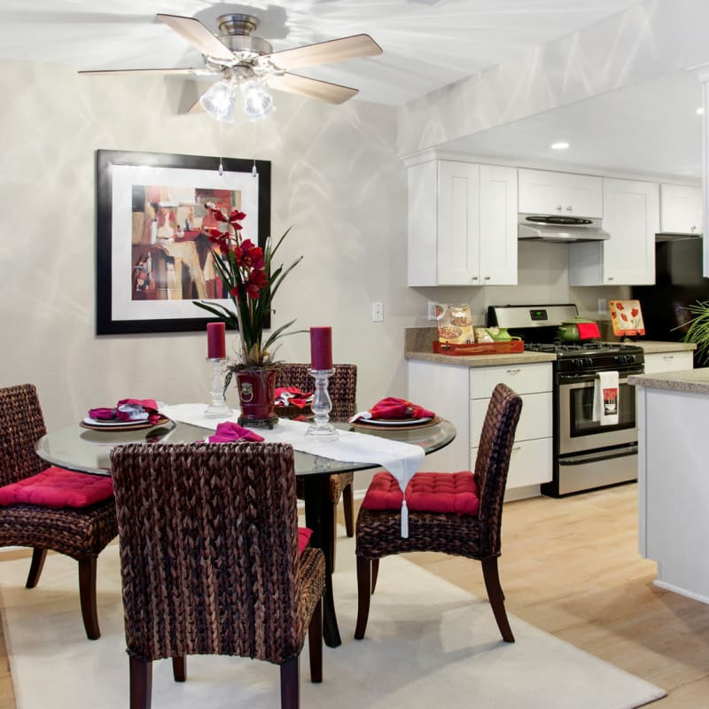 Floor plan dining room combo at Greystone in Costa Mesa, California