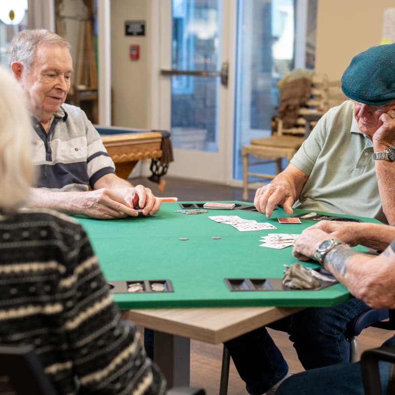 Residents playing poker at The Views at Lake Havasu in Lake Havasu City, Arizona