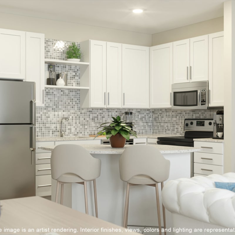 Rendering of modern kitchen at Acclaim at The Hill, Fredericksburg, Virginia
