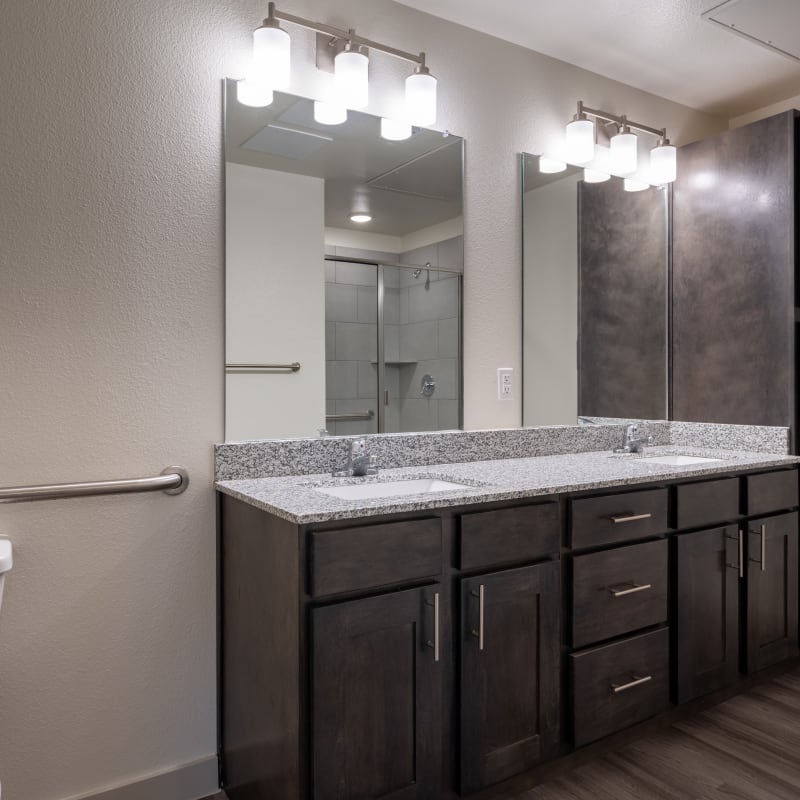 Bathroom with mirrors at The Preserve at Willow Park in Willow Park, Texas