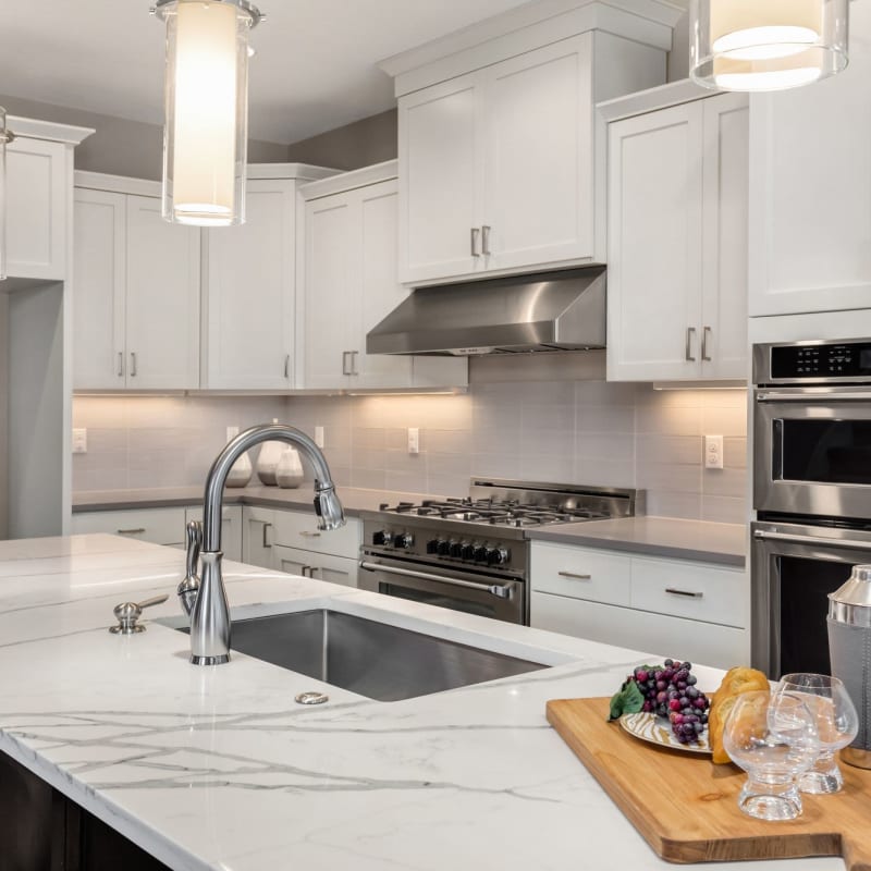 Kitchen with stainless-steel appliances at Capistrano Park in Modesto, California