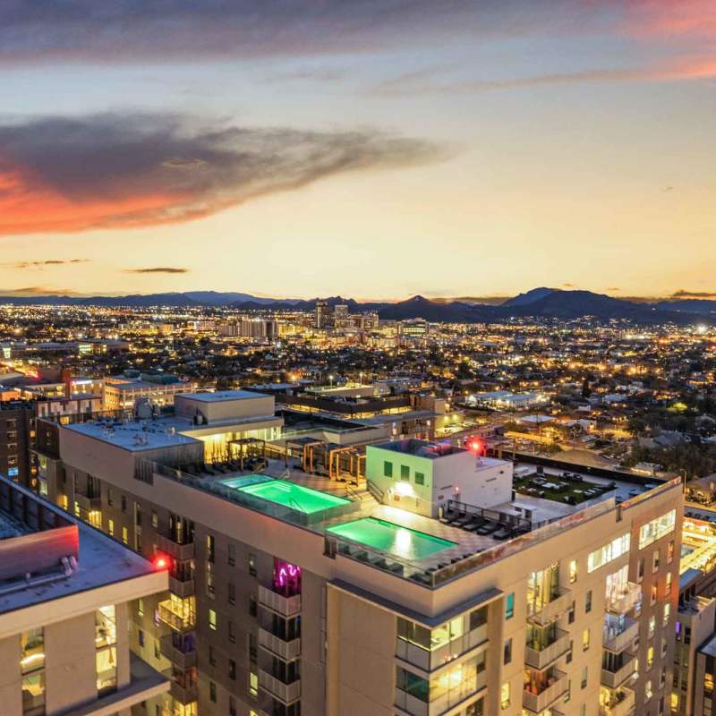 Aerial view housing community at The Pacific in Tucson, Arizona           