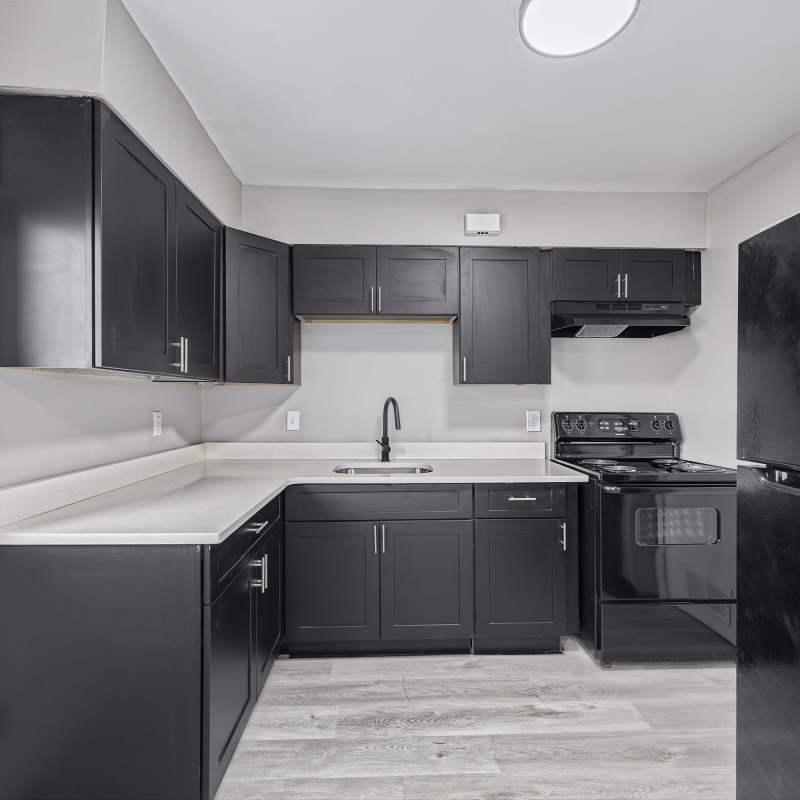 Modern kitchen at Eden Brooke Townhomes in Columbus, Ohio