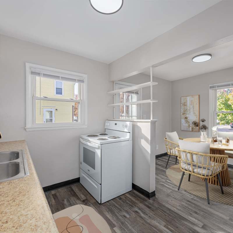 Modern kitchen in the apartment at Eden Green Townhomes in Columbus, Ohio