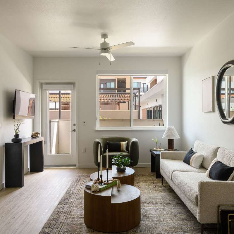 Model apartment living room at Sutter Green in Sacramento, CA