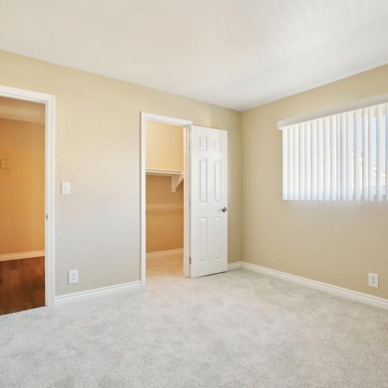 Spacious open bedroom layout at North Pointe Villas in La Habra, California