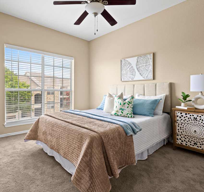 Bedroom at Stoneybrook Apartments & Townhomes in San Antonio, Texas
