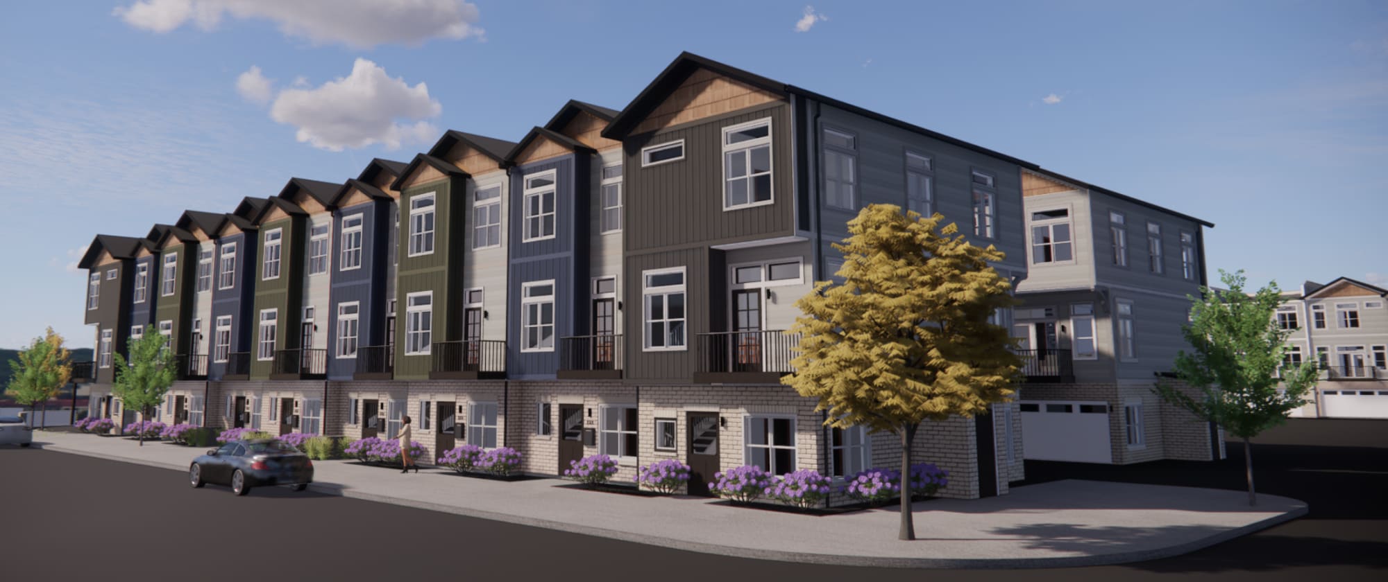 Renderings of townhomes at Factory 52 Apartments & Townhomes in Norwood, OH