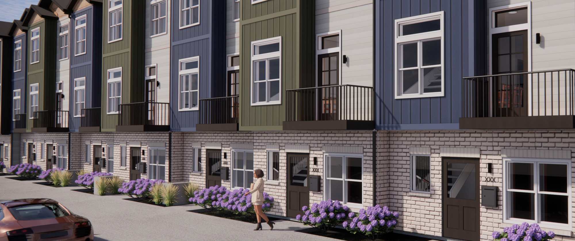 Renderings of townhomes at Factory 52 Apartments & Townhomes in Norwood, OH