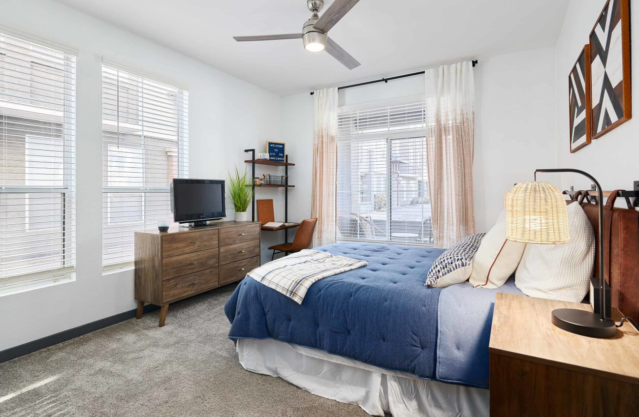 Furnished bedroom shown at Citi on Camelback.