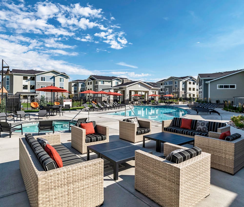 Outdoor lounge at The Overlook at Interquest in Colorado Springs, Colorado