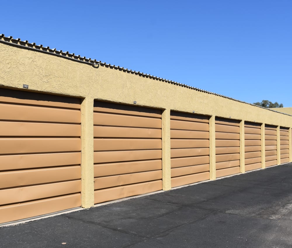 Row of storage units at AAA Alliance Self Storage in Tempe, Arizona