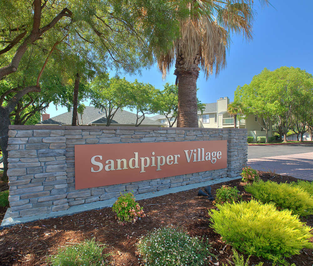 Property signage at Sandpiper Village Apartment Homes in Vacaville,California
