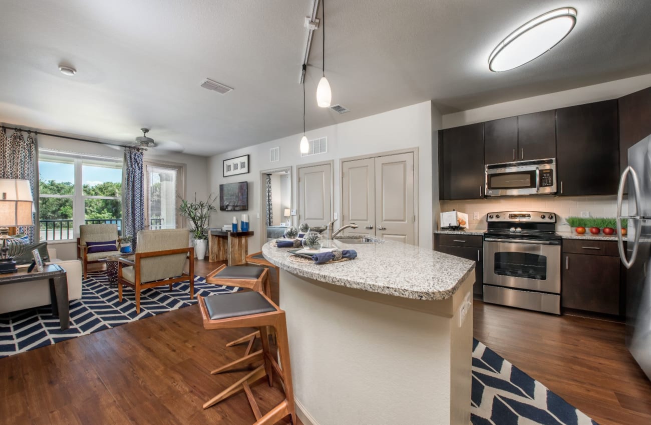 Kitchen with modern amenities at Amelia Westshore in Tampa, Florida