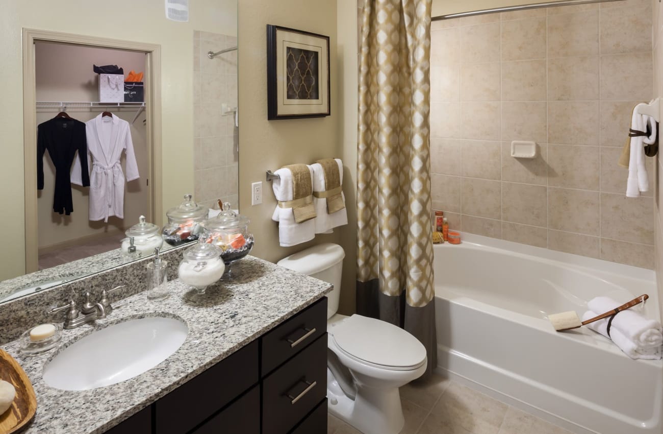 Full bathroom with nice shower at Amelia Westshore in Tampa, Florida
