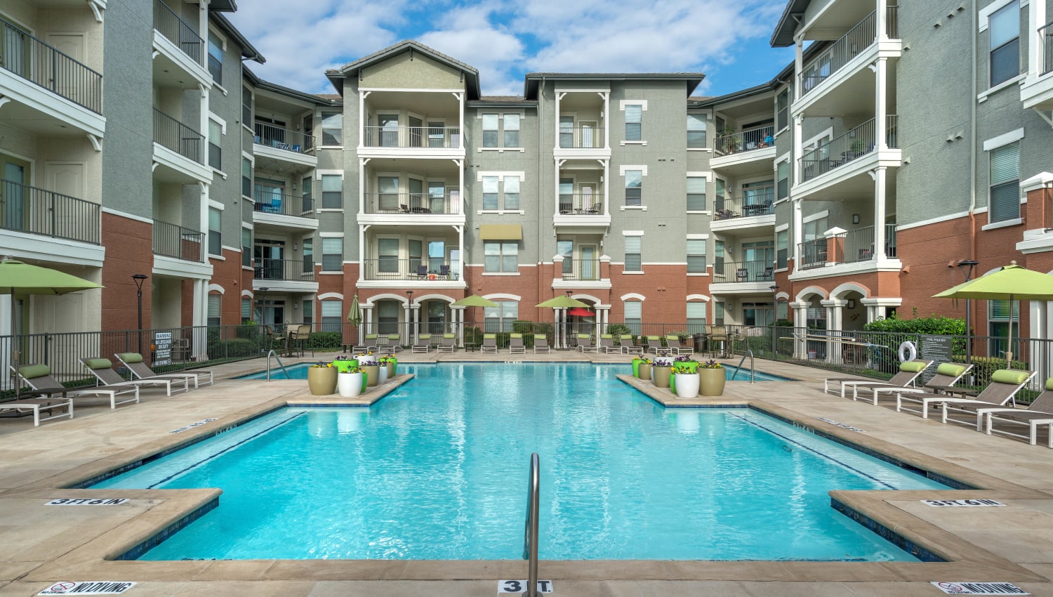 Inviting pool on a peaceful day at Olympus Las Colinas in Irving, Texas