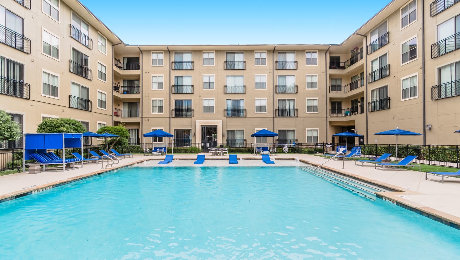Resort-style pool at Olympus Boulevard in Frisco, Texas