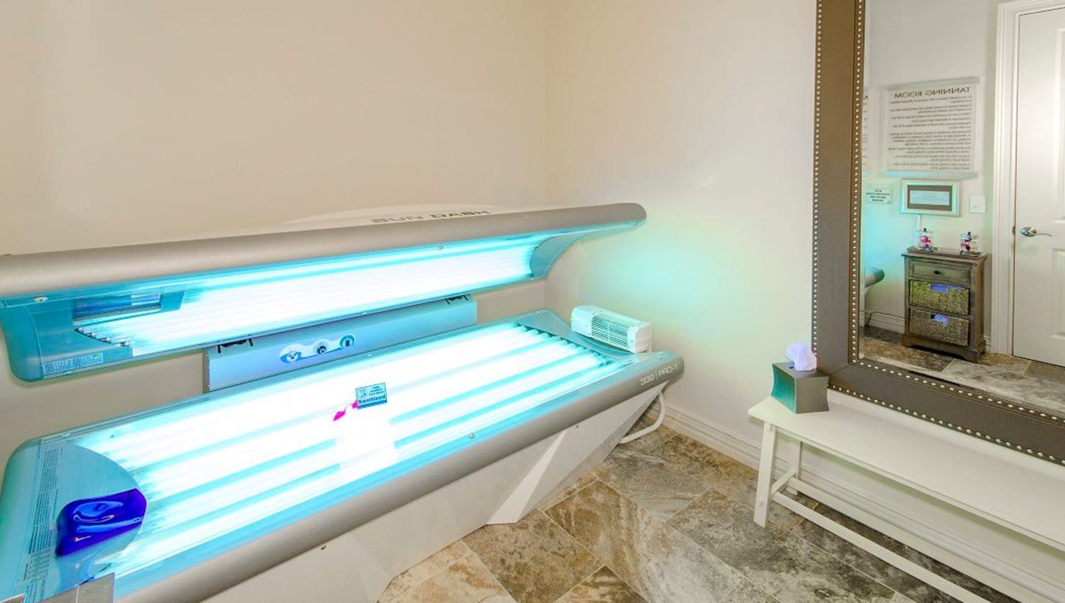 Tanning beds at Olympus Woodbridge in Sachse, Texas