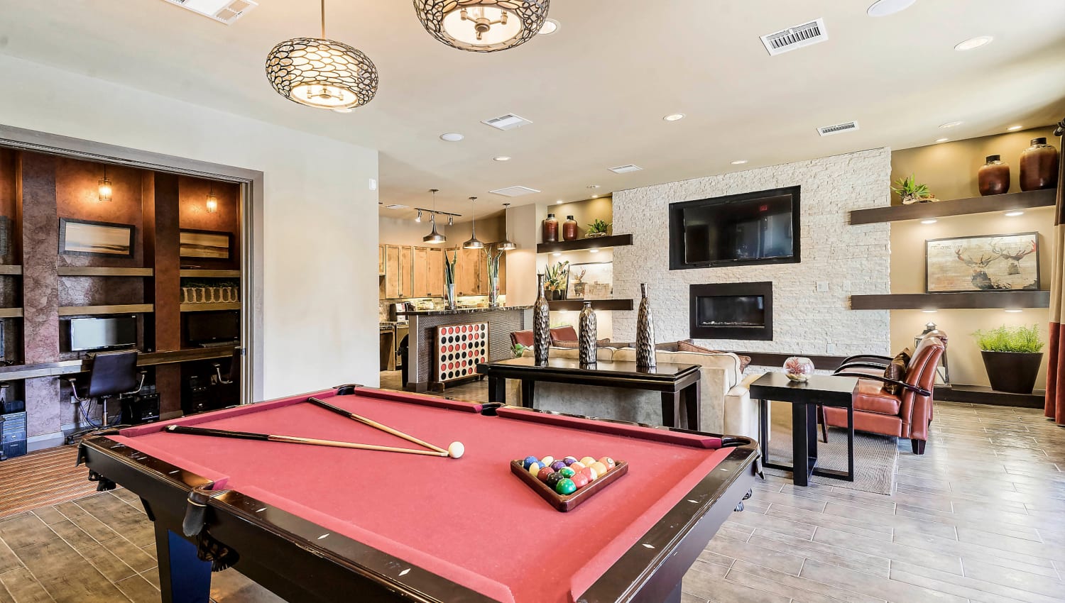 Challenge your friends and neighbors to a game of billiards in the clubhouse at Sedona Ranch in Odessa, Texas