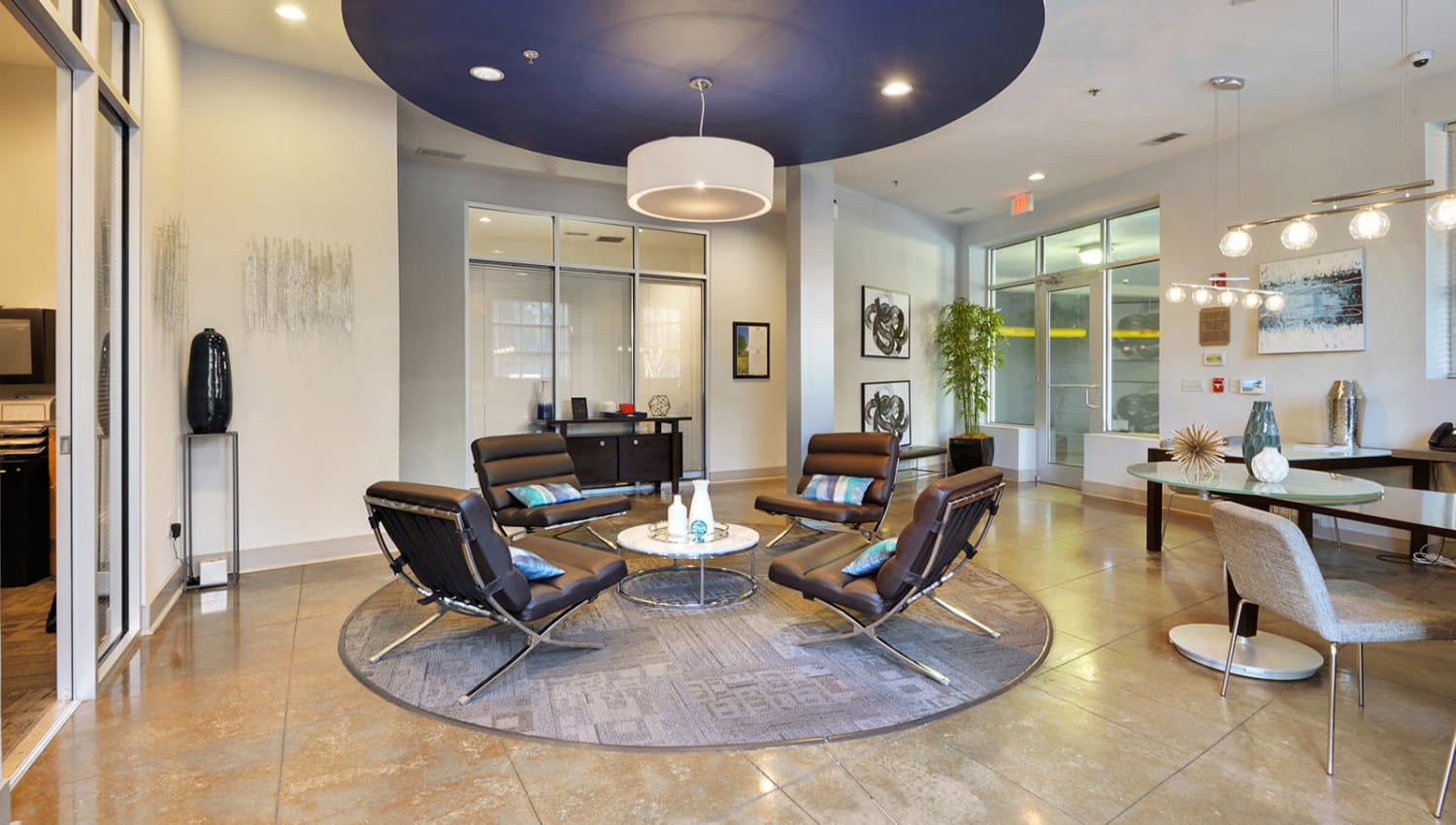 Clubhouse lounge at Optimist Lofts in Atlanta, Georgia