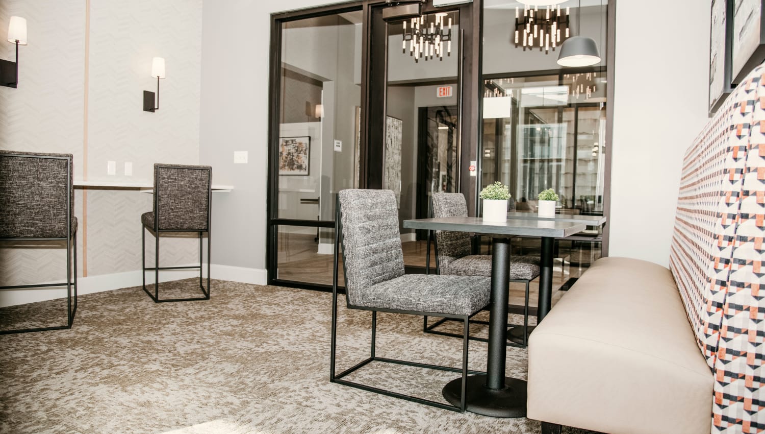 Private co-working space in Club area at The 450 in Lombard, Illinois