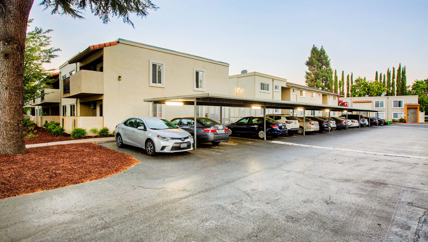 Assigned covered parking at Pleasanton Place Apartment Homes in Pleasanton, California