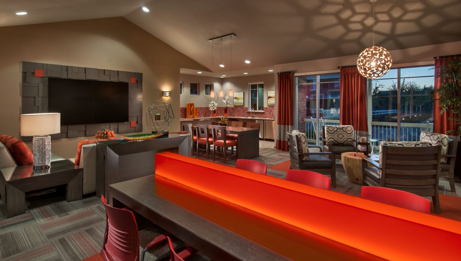 Resident clubhouse at Highland Groves at Morrison Ranch Apartments in Gilbert, Arizona