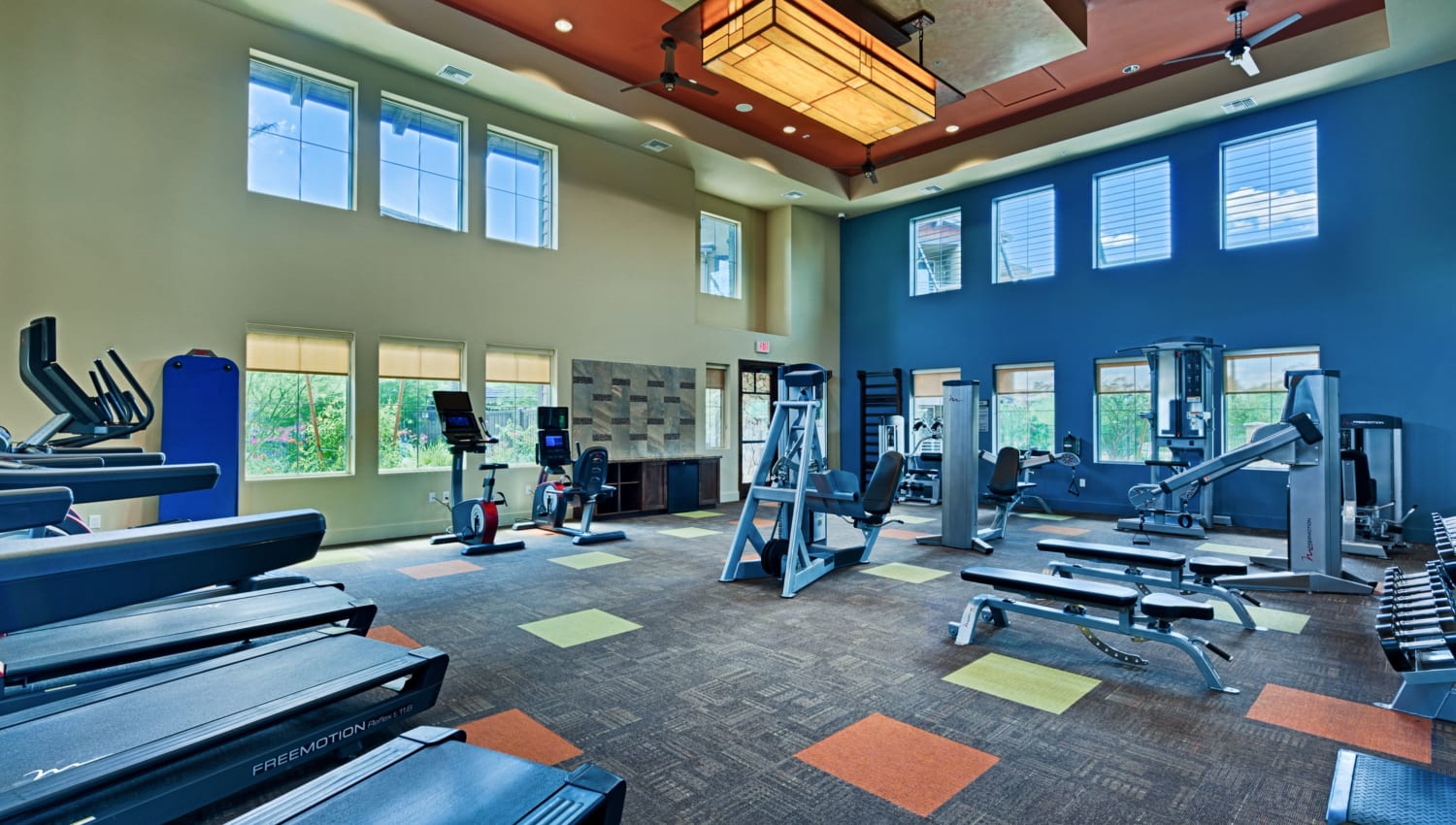 Fitness center at One North Scottsdale Apartments in Scottsdale, Arizona