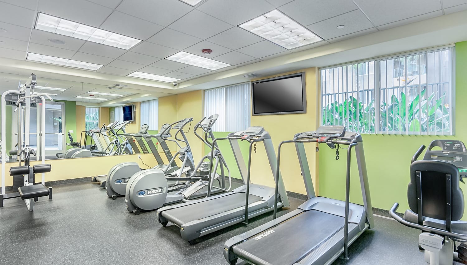 Fitness center at The Pointe Apartments in Brea, California