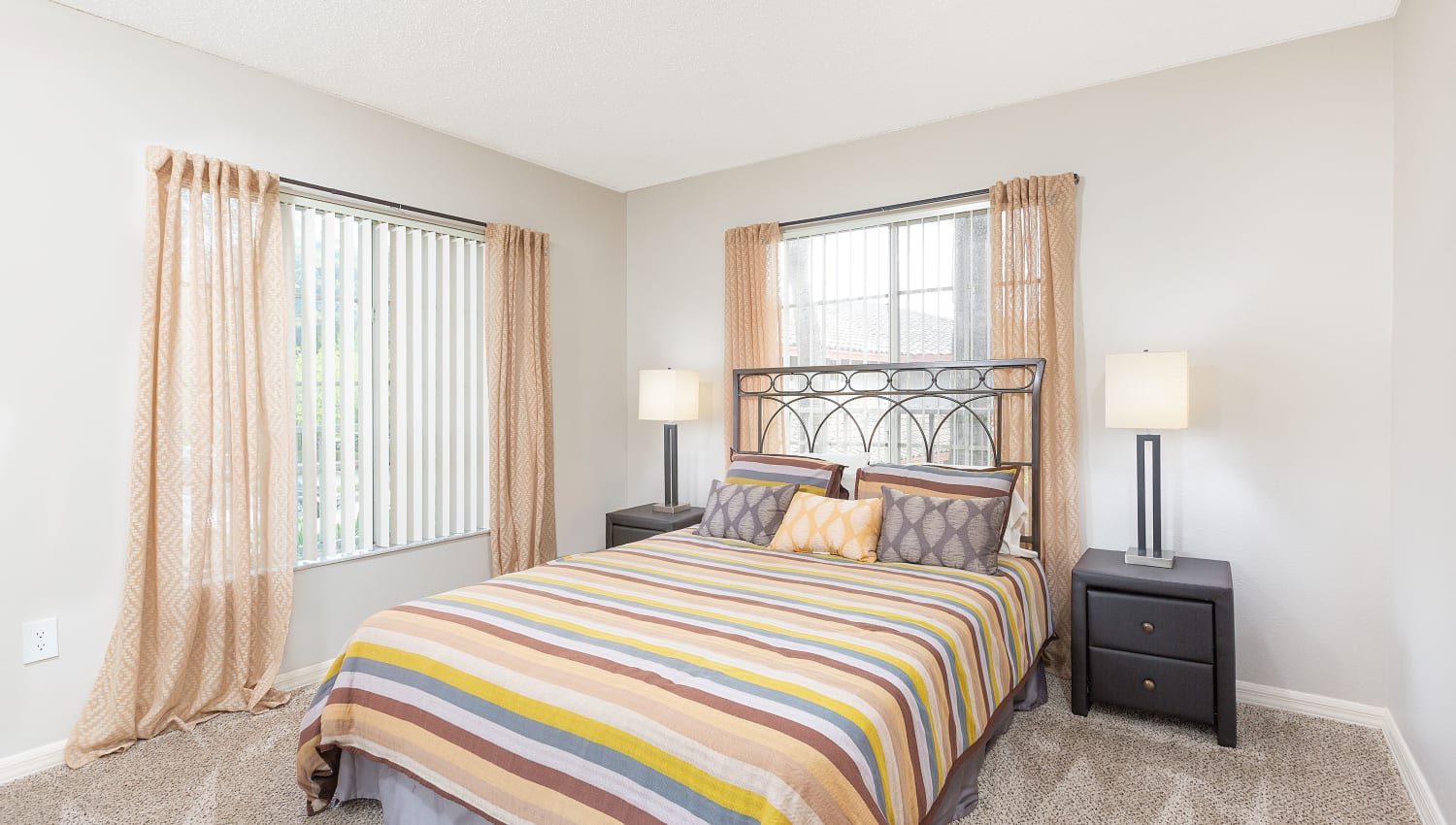 Model bedroom at Mosaic Apartments in Coral Springs, Florida