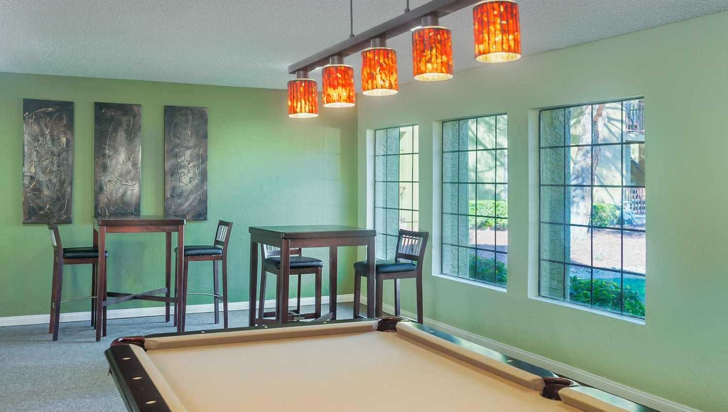 Billiards table in the clubhouse at Shelter Cove Apartments in Las Vegas, Nevada