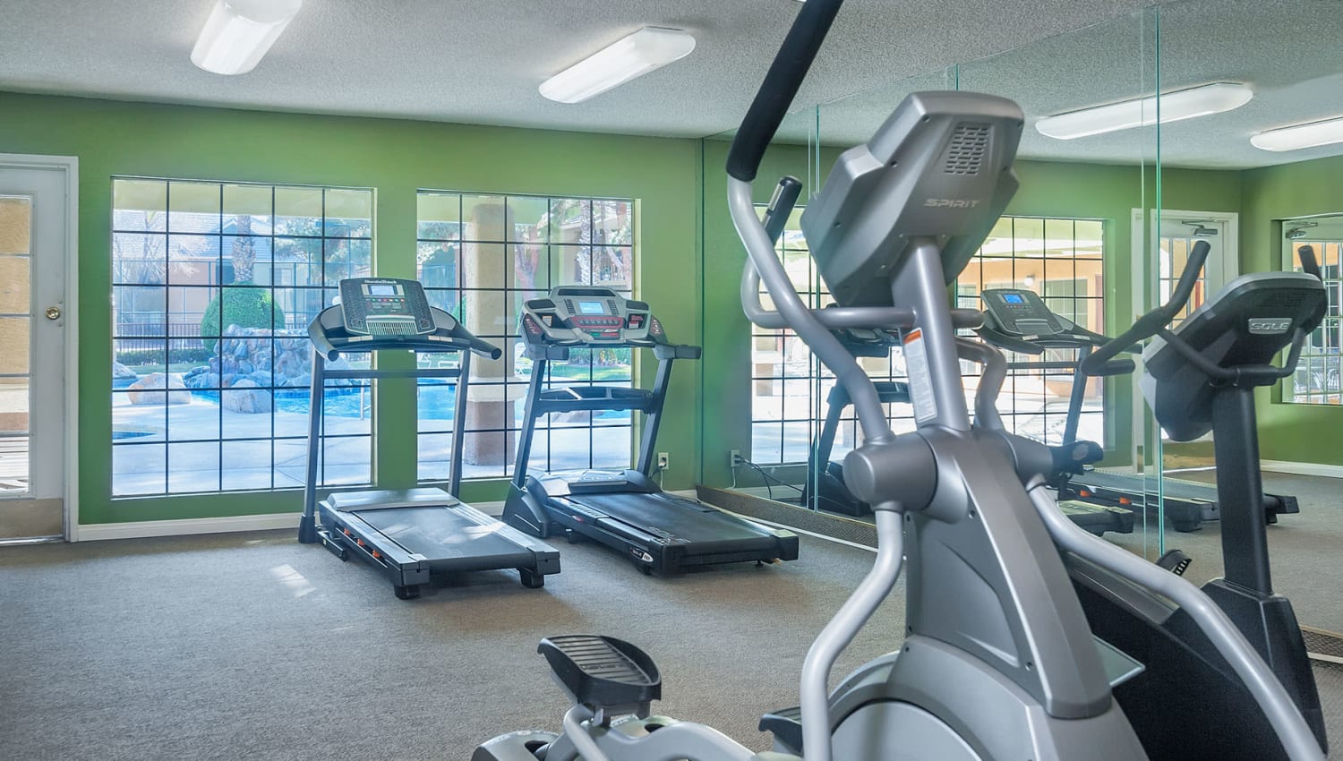 Cardio equipment and more in the onsite fitness center at Shelter Cove Apartments in Las Vegas, Nevada
