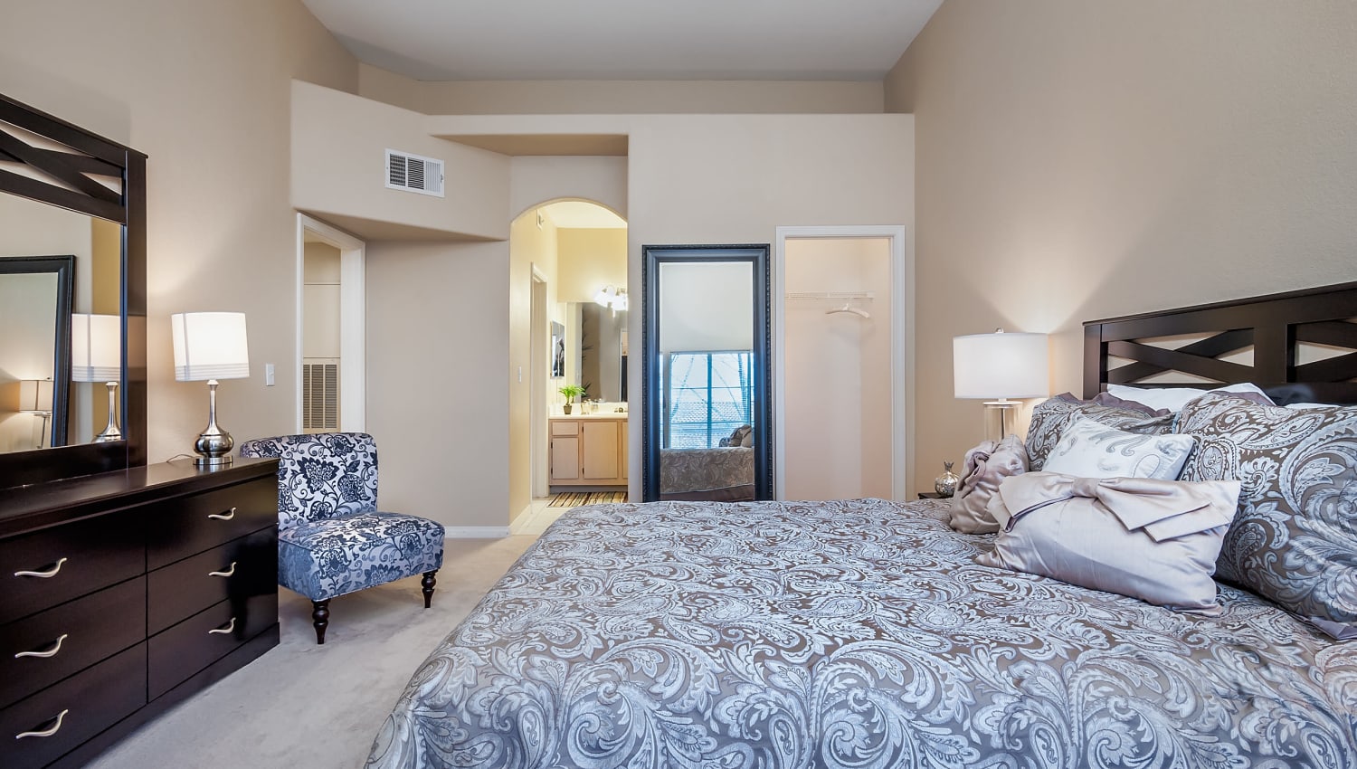 Model bedroom at Spanish Ridge Apartments in Las Vegas, Nevada