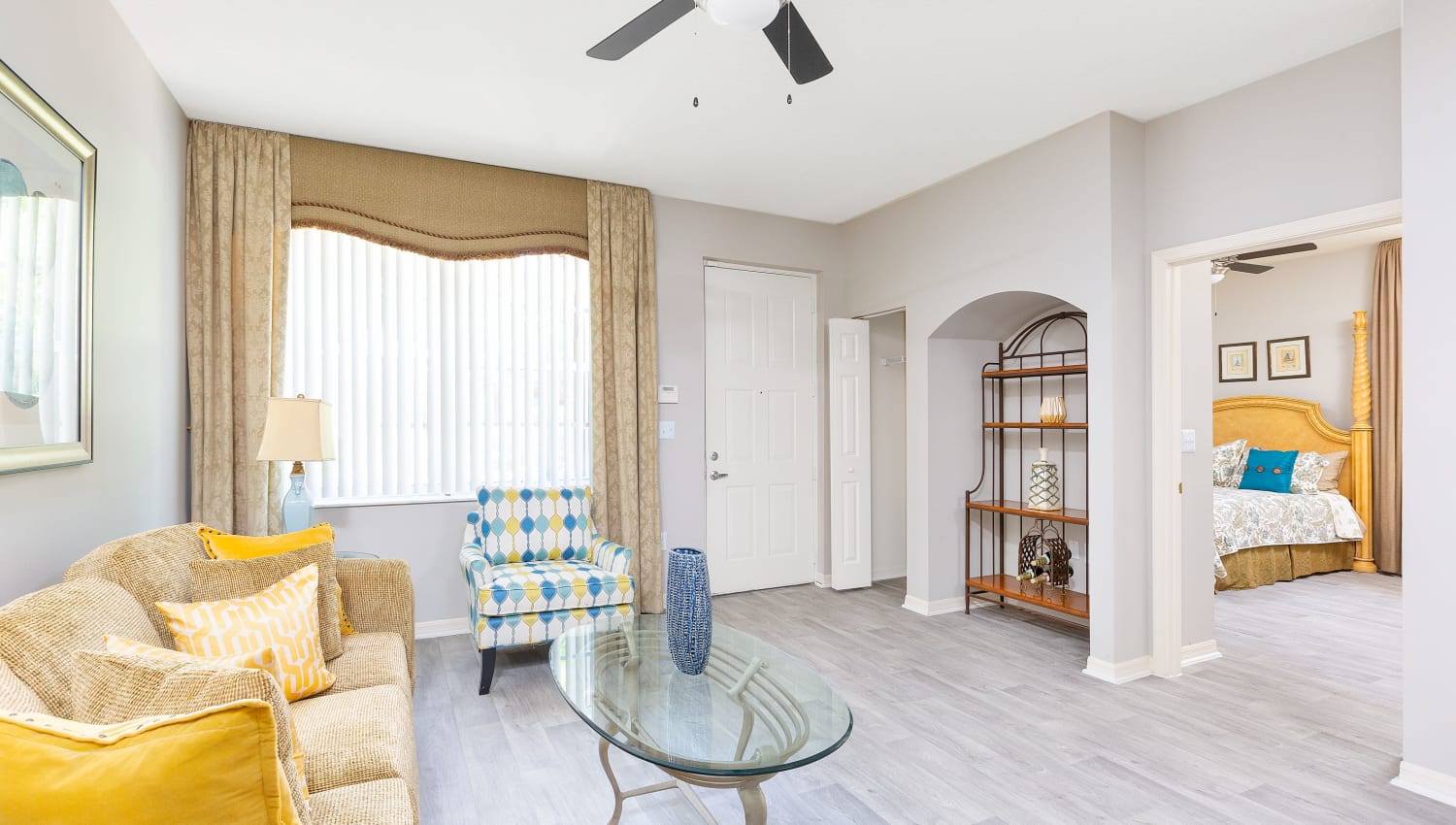 Model living area in apartment at Villas of Juno Apartments in Juno Beach, Florida