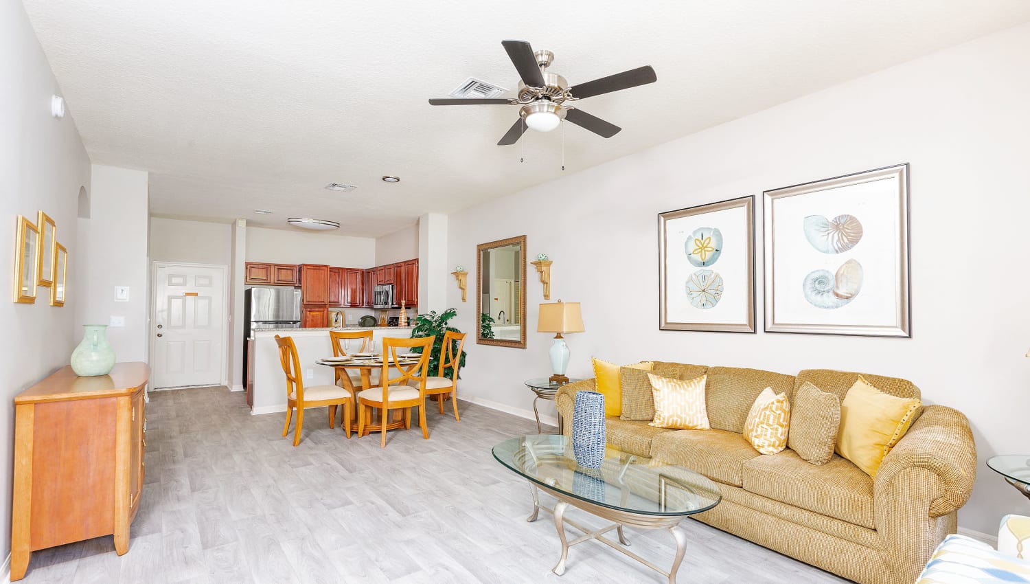 Model living area in apartment at Villas of Juno Apartments in Juno Beach, Florida