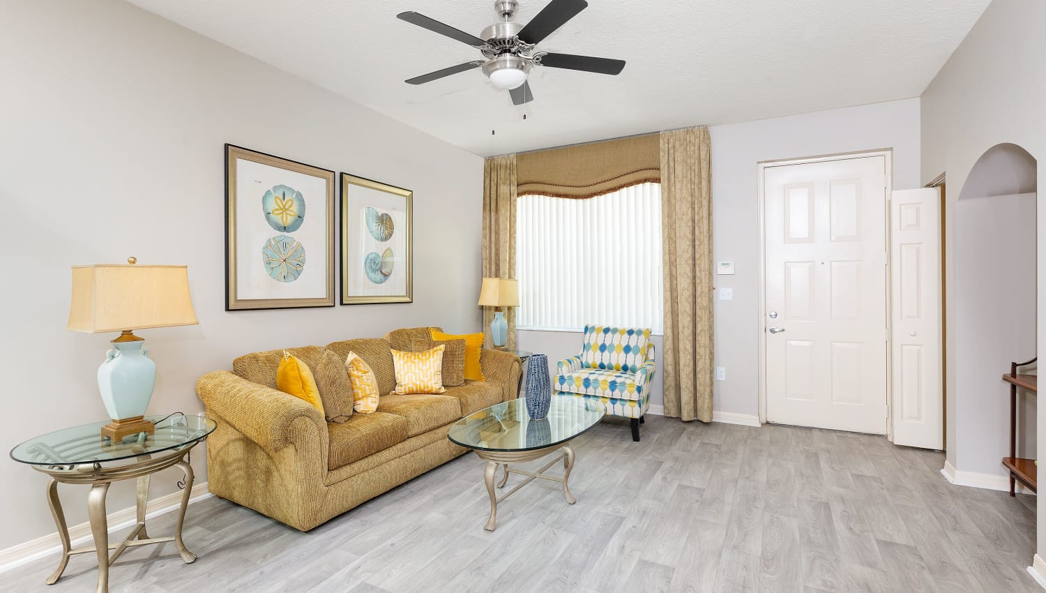 Model living room in apartment at Villas of Juno Apartments in Juno Beach, Florida