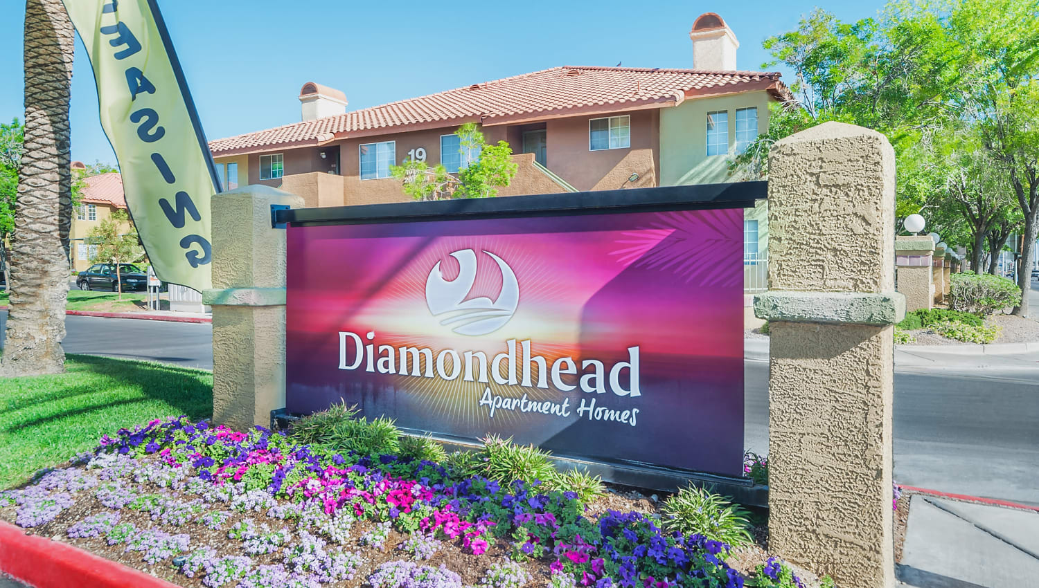 Sign at entrance to Diamondhead Apartments in Las Vegas, Nevada
